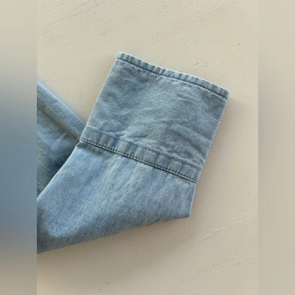 J Crew Blue Chambray Shirt Ruffle Peter Pan Collar Long Sleeve Women's Size 4 - Picture 13 of 15